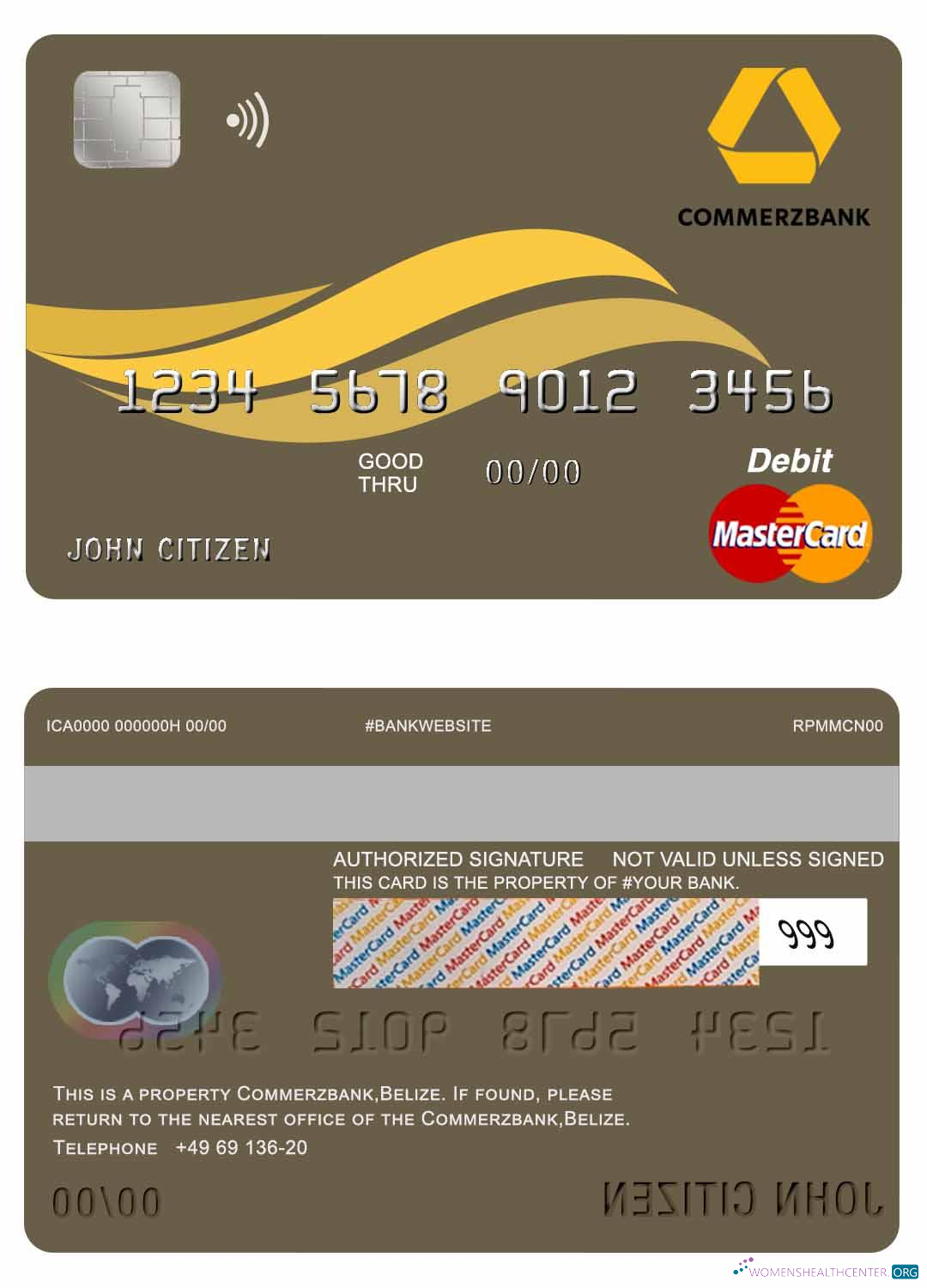 Download Belize Commerzbank mastercard Photoshop template